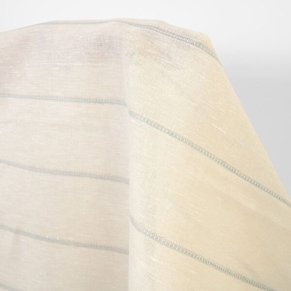 Linen cotton fabric off-white with silver lurex stripes