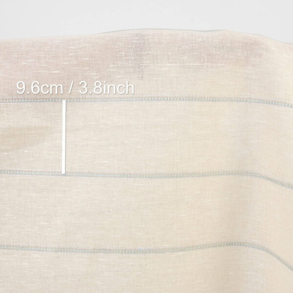 Linen cotton fabric off-white with silver lurex stripes with measurements