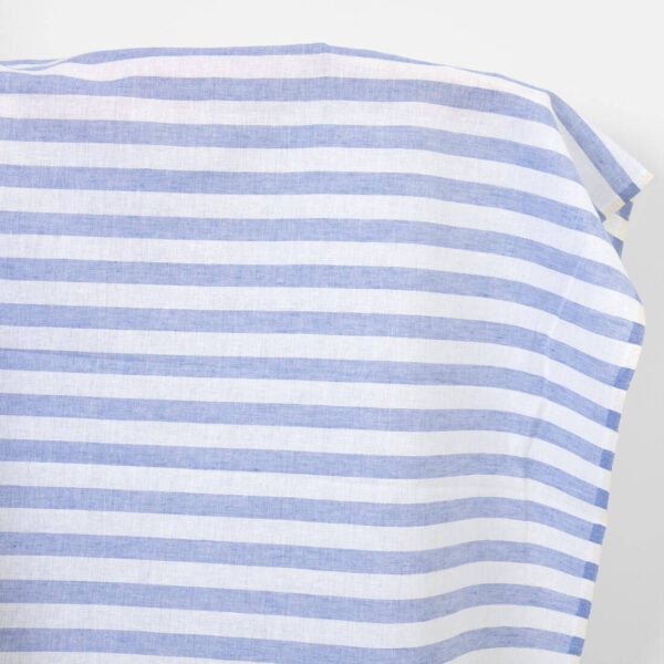 Linen cotton fabric blue and white stripes