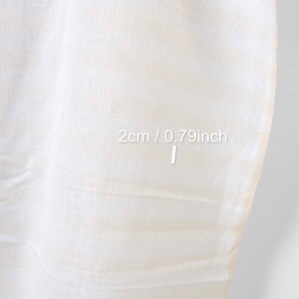 Linen cotton fabric off-white with vanilla stripes, with measurements