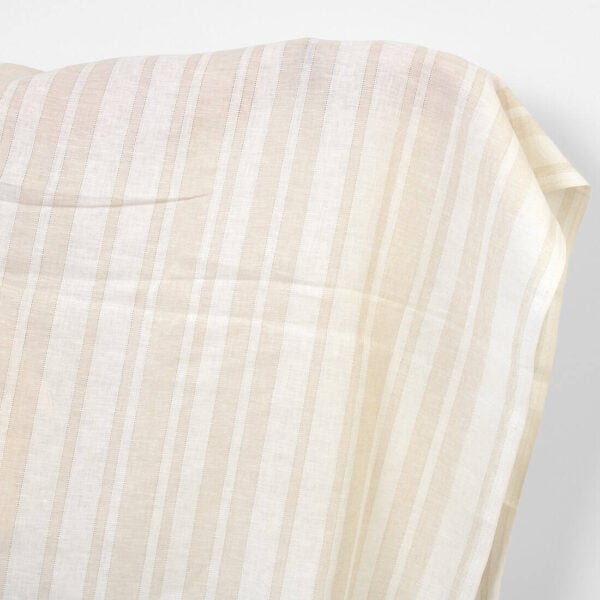 Linen fabric off-white and sand colour stripes