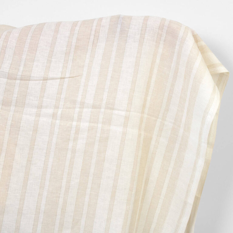 Linen fabric off-white and sand colour stripes