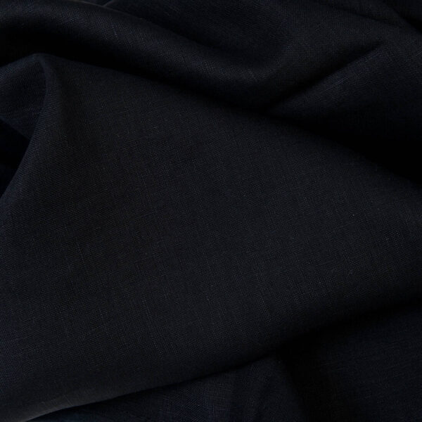 Linen fabric solid black, plain weave