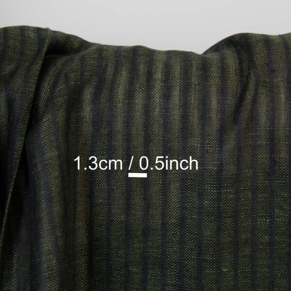 Linen fabric black and green stripes, with measurements
