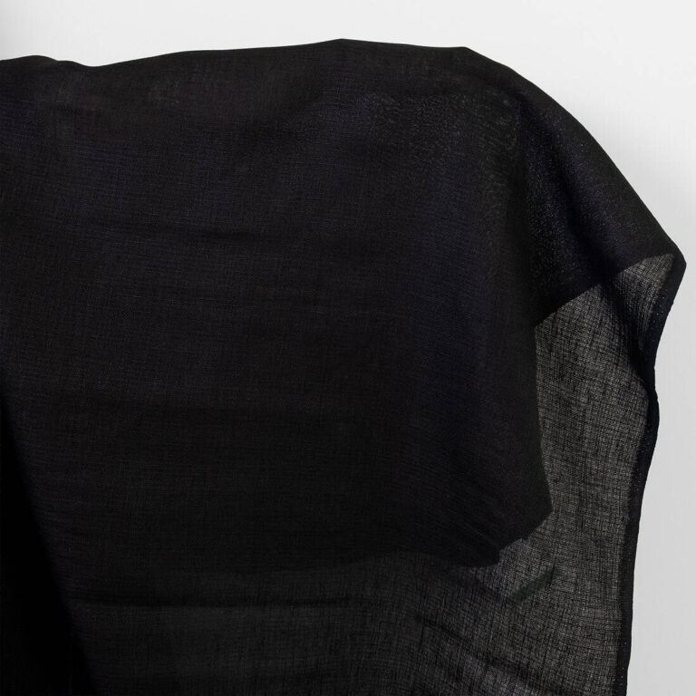 Linen fabric solid black dobby