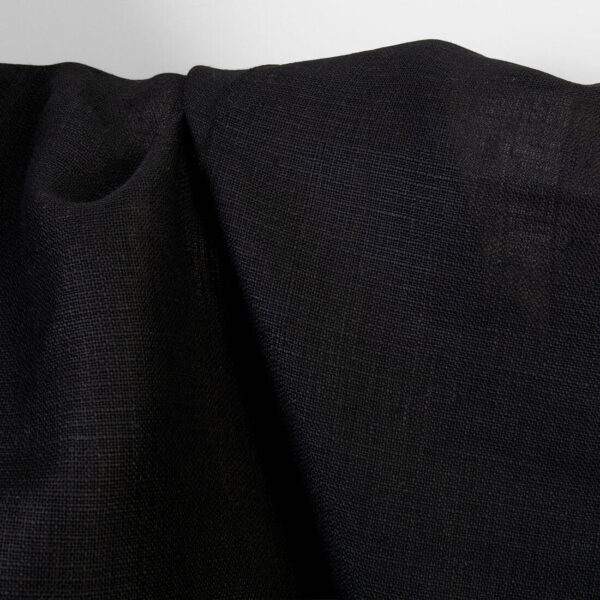 Linen fabric solid black dobby, 150cm width
