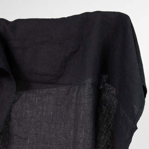 washed black linen fabric