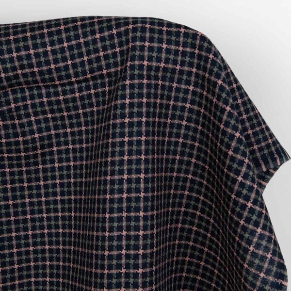 リネン生地 ブルーブラック ドビーチェック入り - 画像 (2)